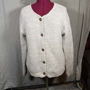 Vintage ALPS Fine Women's Apparel Ivory Knit Button-Up Cardigan Sweater
